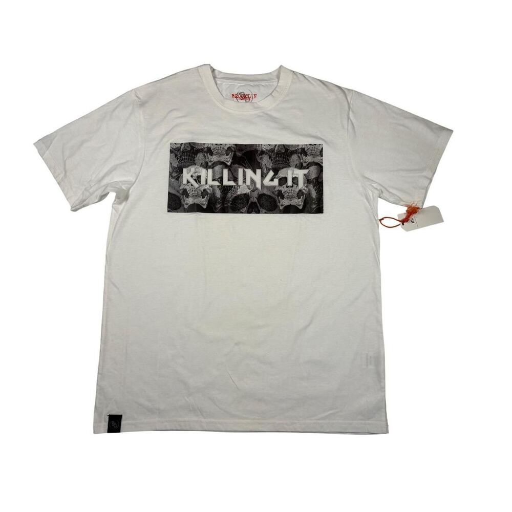 Brooklyn Standard Killin It Skull Edgy Graphic Tee XL White Streetwear‎ NWT
